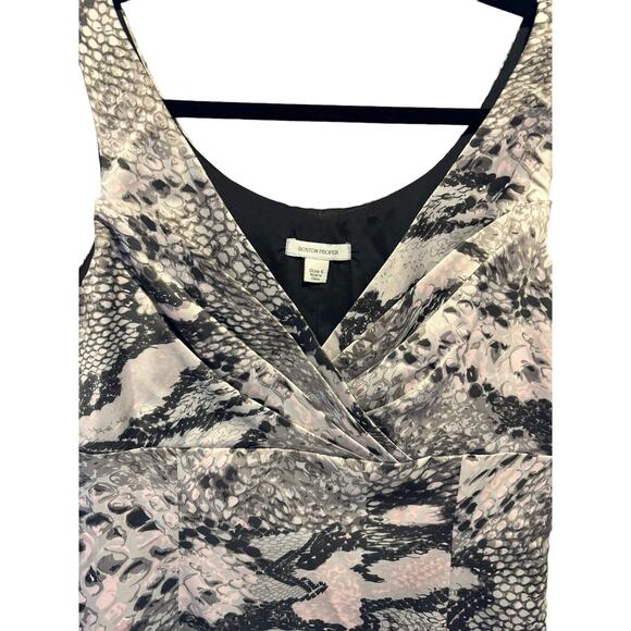Boston Proper Sheath Dress Women's Size 6 Animal Print Satin Sleeveless Mini - Picture 5 of 15
